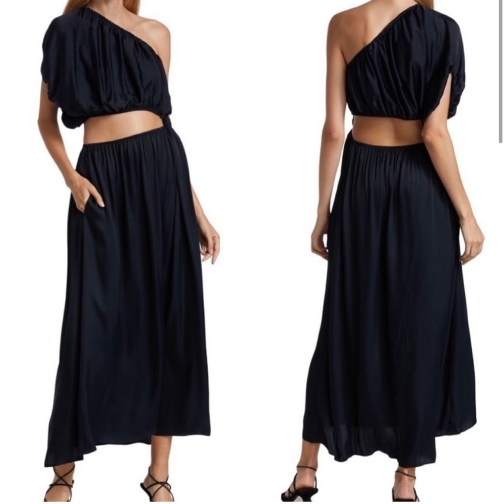 FARM Rio Black One-Shoulder Maxi Dress